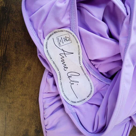 Lavender Amethyst Purple Anne Cole one piece strapless halter swimsuit - Picture 8 of 9